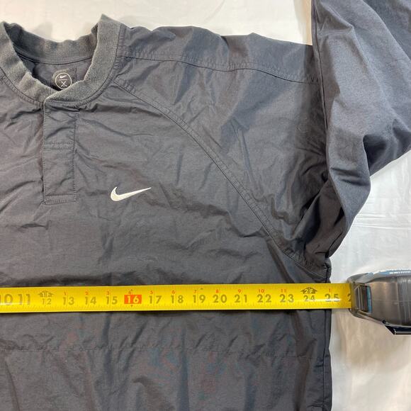 Nike Black Windbreaker Pullover Men’s L Quarter Snap Nylon Sweatshirt Zip Pocket - Picture 3 of 12